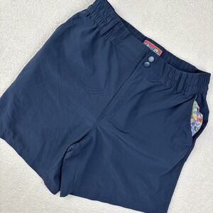 BURLEBO Mens 'Everyday Shorts' Small Navy Blue Elastic Waist Performance Chinos